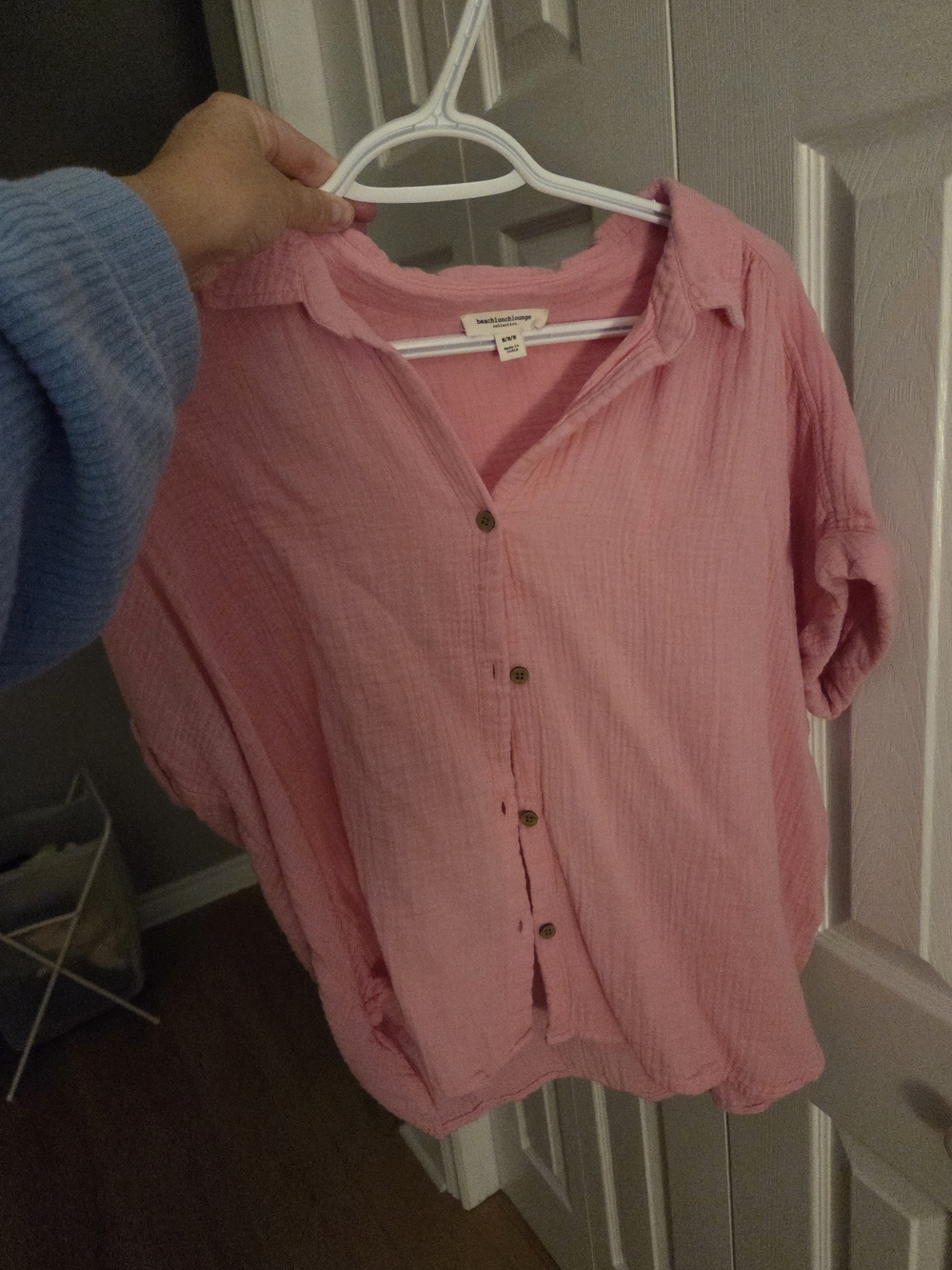 beachlunchlounge Pink Button-Front Gauze Shirt - Women's
